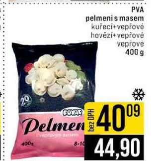 PVA pelmeni s masem kuřeci+vepřové hovězí+vepřové vepřové 400 g 