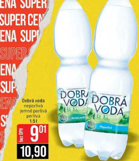 Dobrá voda neperlivá jemné perlivá perlivá 1,5l