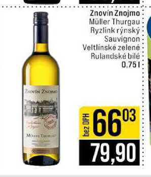 Znovín Znojmo Müller Thurgau Ryzlink rýnský Sauvignon Veltlínské zelené Rulandské bílé 0,75l