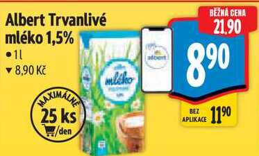 Albert Trvanlivé mléko 1,5%, 1 l