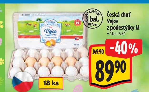  Česká chuť Vejce  z podestýlky M  18 ks