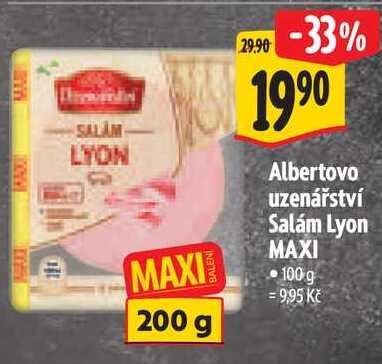 Albertovo uzenářství Salám Lyon MAXI, 200 g