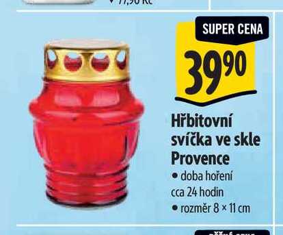 Hřbitovní svíčka ve skle Provence 8x11 cm