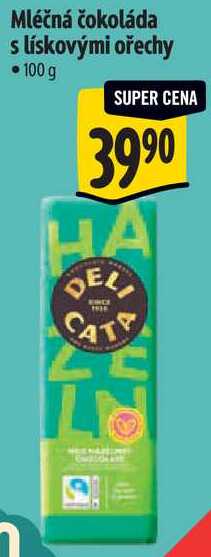 Mléčná čokoláda s lískovými ořechy, 100 g 