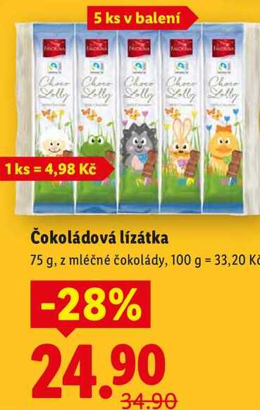 Čokoládová lízátka, 75 g