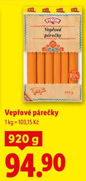 Vepřové párečky, 920 g