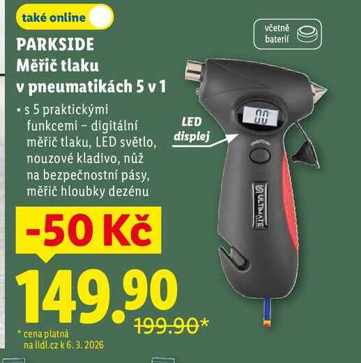 PARKSIDE Měřič tlaku v pneumatikách 5 v 1