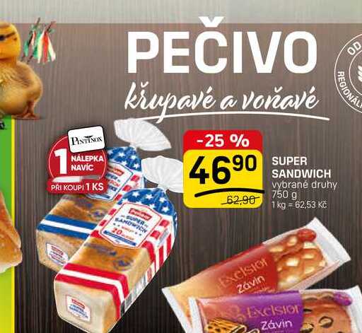 SUPER SANDWICH vybrané druhy 750 g