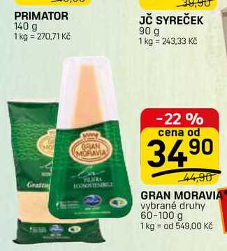 GRAN MORAVIA vybrané druhy 60-100 g 