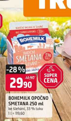 BOHEMILK OPOČNO SMETANA 250 ml ke šlehání, 33 % tuku