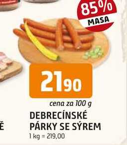 DEBRECÍNSKÉ PÁRKY SE SÝREM 100 g