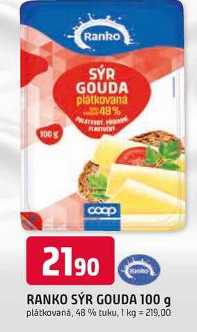 RANKO SÝR GOUDA 100 g plátkovaná, 48 % tuku
