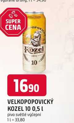 VELKOPOPOVICKÝ KOZEL 10 0,5 L pivo světlé výčepní, plechovka