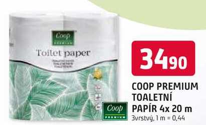 COOP PREMIUM TOALETNÍ PAPÍR 4x 20 m 3vrstvý,