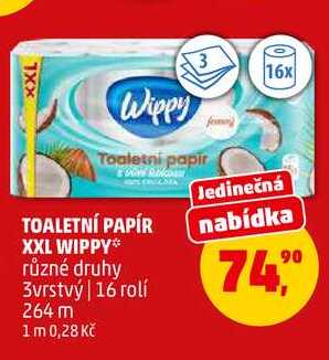 TOALETNÍ PAPÍR XXL WIPPY, 16 rolí 