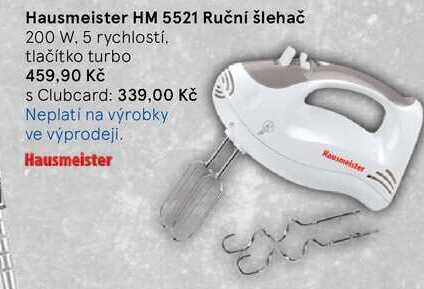 Hausmeister HM 5521 Ruční šlehač, 200 W. 5 rychlostí. tlačítko turbo