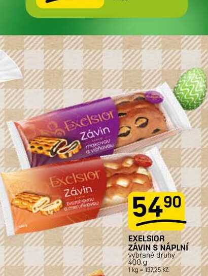 EXELSIOR ZÁVIN S NÁPLNÍ vybrané druhy 400 g 