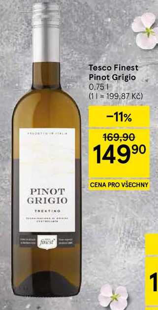 Tesco Finest Pinot Grigio, 0.75 l