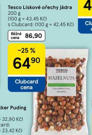 Tesco Lískové ořechy jádra, 200 g 