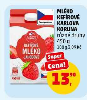 MLÉKO KEFÍROVÉ KARLOVA KORUNA, 450 g 