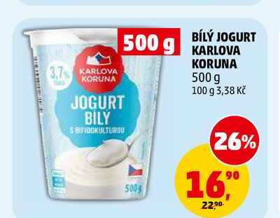 BÍLÝ JOGURT KARLOVA KORUNA, 500 g