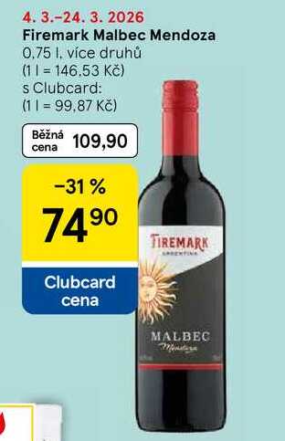 Firemark Malbec Mendoza, 0.75 l, více druhů 