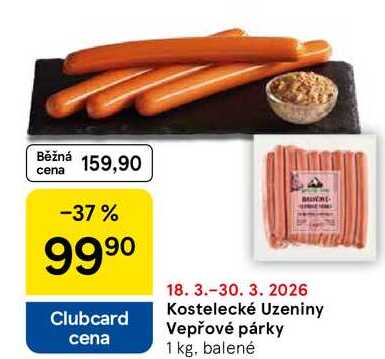 Kostelecké Uzeniny Vepřové párky, 1 kg 