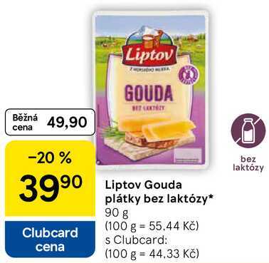 Liptov Gouda plátky bez laktózy, 90 g  