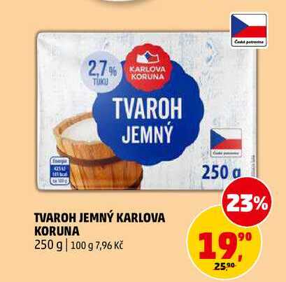 TVAROH JEMNÝ KARLOVA KORUNA, 250 g