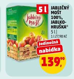 JABLEČNÝ MOŠT 100% JABLKO- HRUŠKA, 5 l