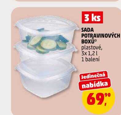 SADA POTRAVINOVÝCH BOXŮ, 3 ks
