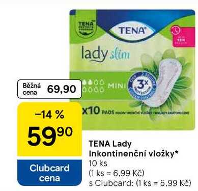 TENA Lady Inkontinenční vložky, 10 ks 