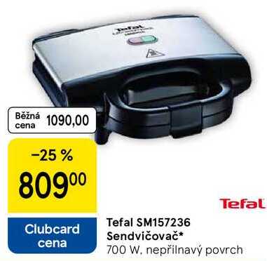 Tefal SM157236 Sendvičovač, 700 W. nepřilnavý povrch