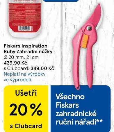 Fiskars Inspiration Ruby Zahradní nůžky, Ø 20 mm, 21 cm 