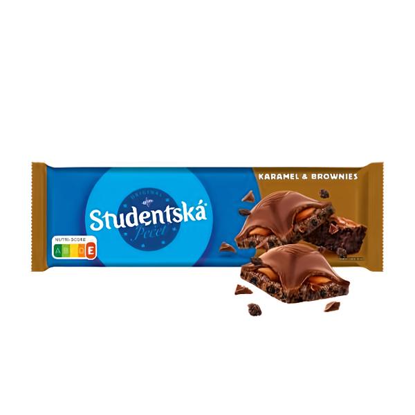 ORION Studentská Pečeť  hořká čokoláda Caramel & Brownies, čokoláda s kakaovou a karamelovou náplní