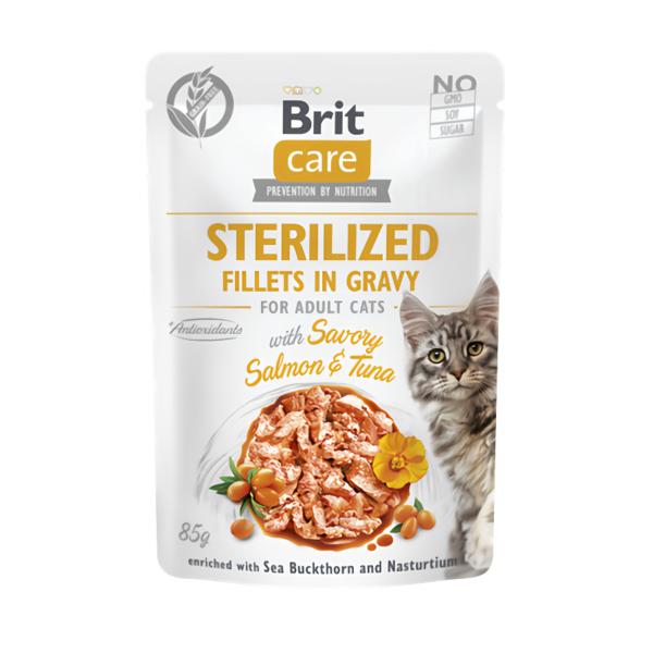 Brit Care Cat Sterilized Fillets in Gravy Savory Salmon & Tuna