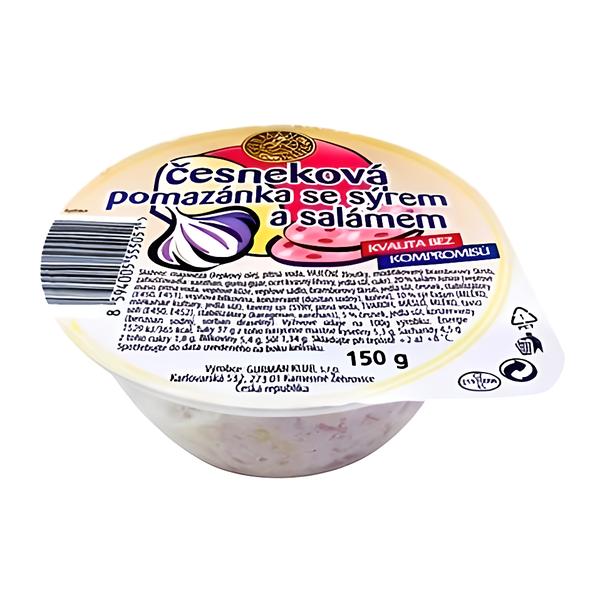 Gurmán Klub Česneková pomazánka se sýrem a salámem