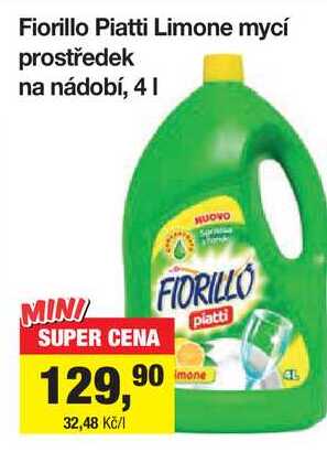 Fiorillo Piatti Limone mycí prostředek na nádobí, 4 l