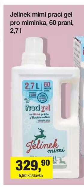 Jelínek mimi prací gel pro miminka, 60 praní, 2,7 l