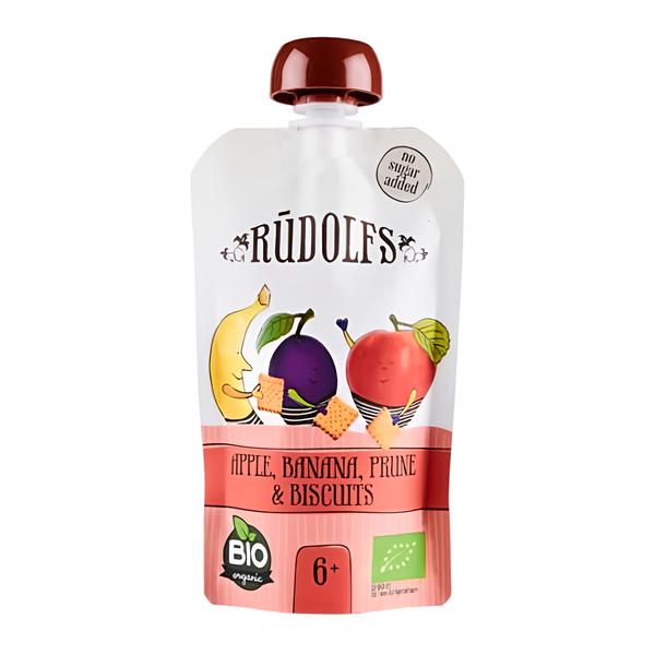 Rudolfs BIO kapsička Jablko, banán, sušená švestka, sušenky