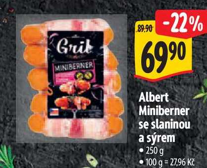 Albert Miniberner se slaninou a sýrem  250 g 