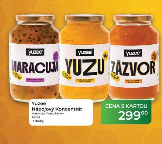 Yuzee Nápojový Koncentrát Maracuja, Yuzu, Zázvor 1000g 3 druhy 