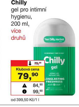 Chilly gel pro intimní hygienu, 200 ml