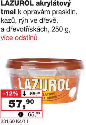 LAZUROL akrylátový tmel k opravám prasklin, kazů, rýh ve dřevě, a dřevotřískách, 250 g