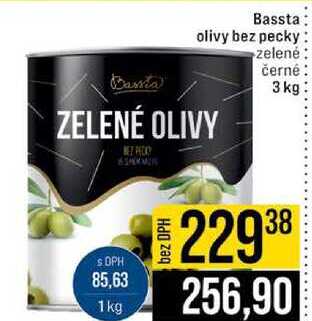 Bassia olivy bez pecky zelené černé 3 kg