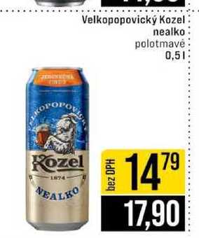 Velkopopovický Kozel nealko polotmavé 0,5l