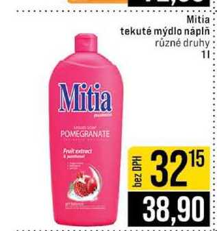 Mitia tekuté mýdlo náplň různé druhy 1l