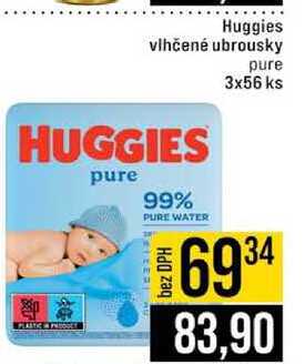 Huggies vlhčené ubrousky pure 3x56 ks