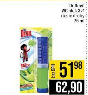 Dr.Devil WC blok 3v1 různé druhy 75 ml