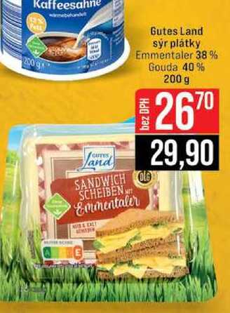 Gutes Land sýr plátky Emmentaler 38 % Gouda 40% 200 g